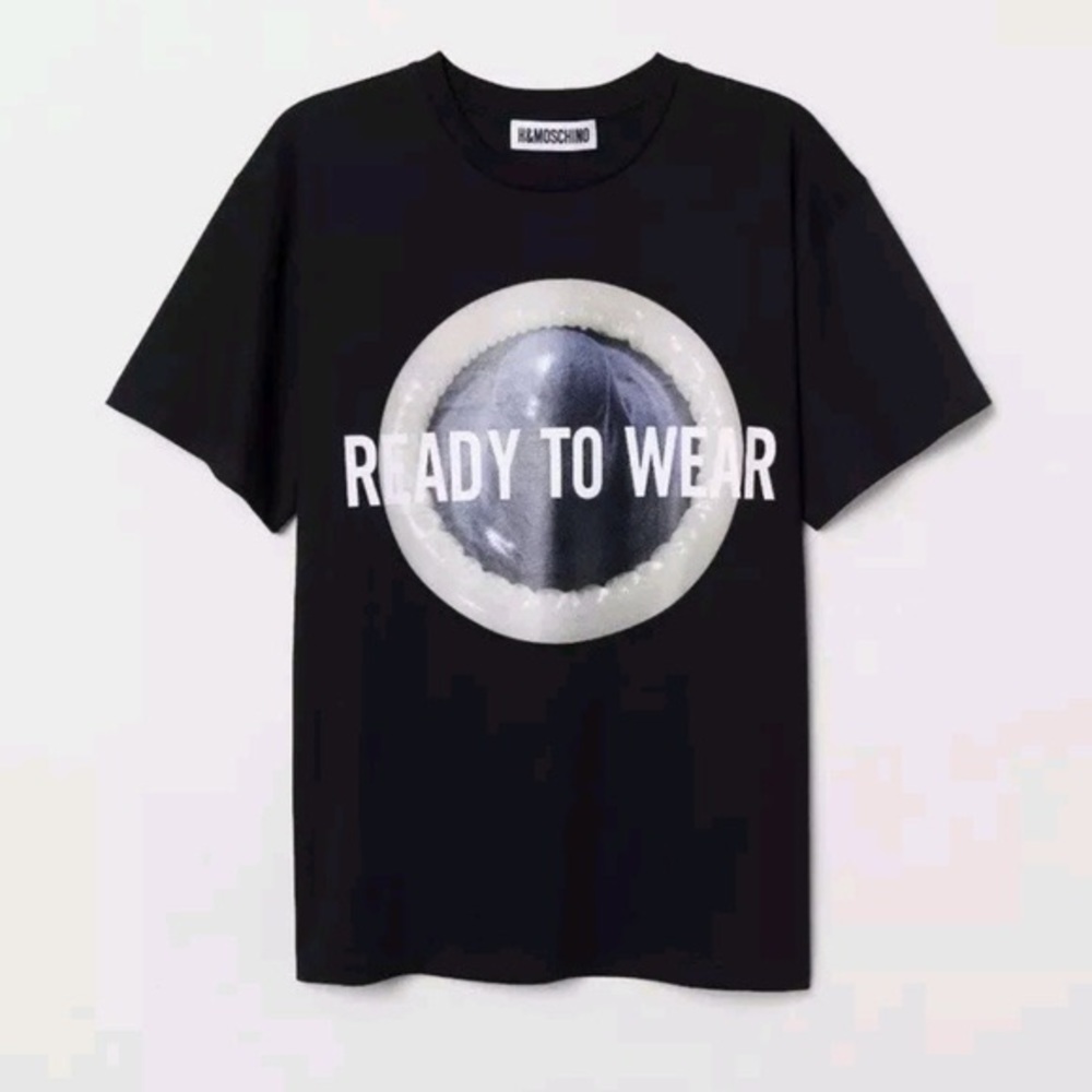 H&M Moschino T-shirt Black Print unisex size S